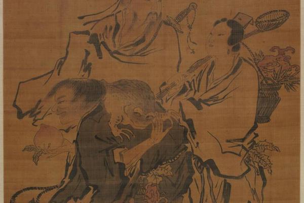 王冈三仙图轴