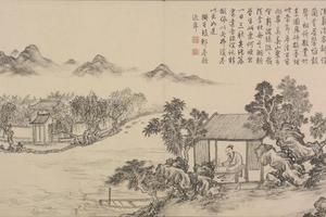 董邦达画弘历和江文通诗意图册