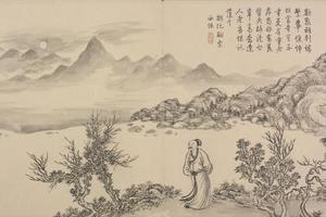 董邦达画弘历和江文通诗意图册