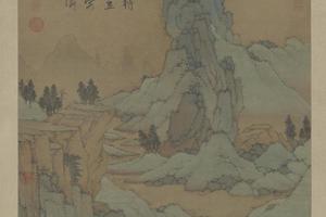 沈周桐荫玩鹤图轴
