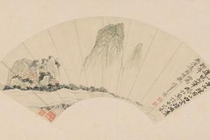 原济奇峰图扇页