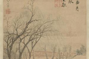 王翚杨柳晓月轴