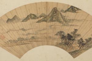 陈道复云山图扇页