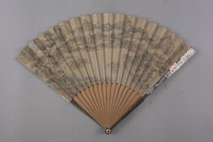 钱维城画山水金德瑛书和东坡游西湖诗成扇