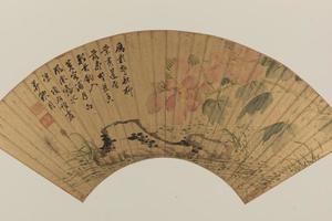 项圣谟芙蓉秀石扇