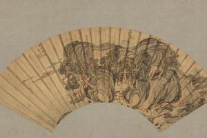 李士达松溪水阁扇