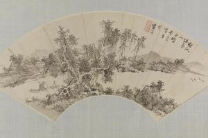 蓝瑛仿吴镇山水扇页