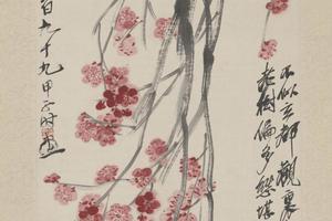 齐璜红梅八哥轴