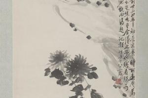 齐璜菊石八哥轴