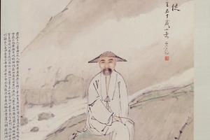 虚谷画沈麟元篈山钓徒轴