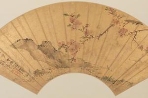 陈淳落花游鱼图扇
