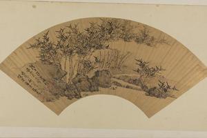 蓝瑛、孙杕合画竹石扇页