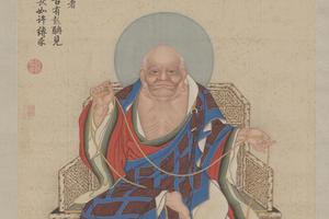 丁观鹏释迦及十六尊者像屏-第七嘎纳巴蕯尊者
