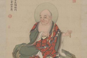 丁观鹏释迦及十六尊者像屏-第四嗄礼尊者