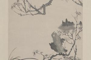 汪士慎梅花兰石图轴