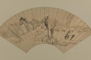 陆治山水扇