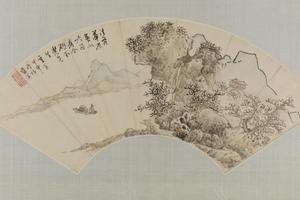 蓝瑛仿范宽山水扇页