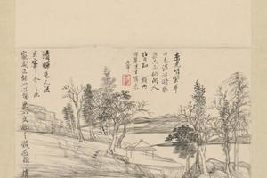 王翚仿董山水册装轴