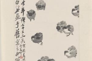 齐璜雏鸡图轴