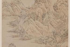 陆治三峰春色轴