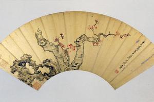 陈洪绶梅石扇