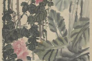 吴俊卿芭蕉牡丹轴