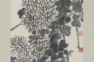 齐璜菊花双鹌图轴