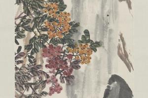 吴俊卿天竹屏轴