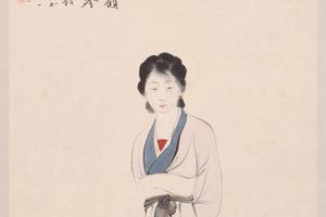 张爰顾影自怜图轴