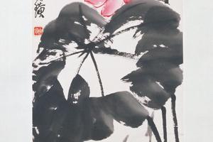 齐璜荷花鸳鸯轴