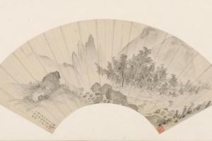程嘉燧龙潭晓雨扇