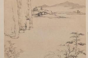 查士标林亭山色轴