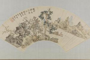 蓝瑛仿赵松雪山水扇页