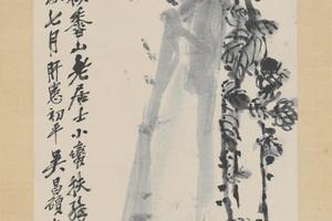 吴俊卿雁来红菊石轴