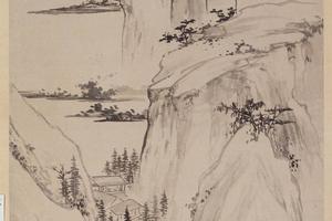 查士标双峰兰若图轴