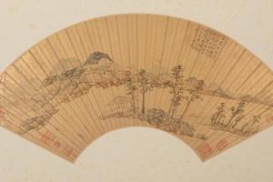 陆治仿倪山水图扇页
