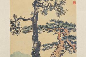 徐悲鸿松柏双鹤图轴