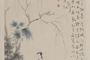 华喦柳荫仕女轴