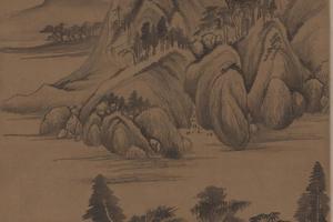 石田诗意山水图（暗底）