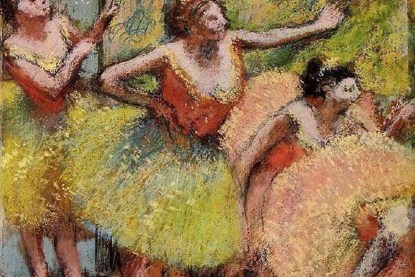德加作品集-Dancers in Green and Yellow - 1899-1904 - Solomon R. Guggenheim Museum (USA)