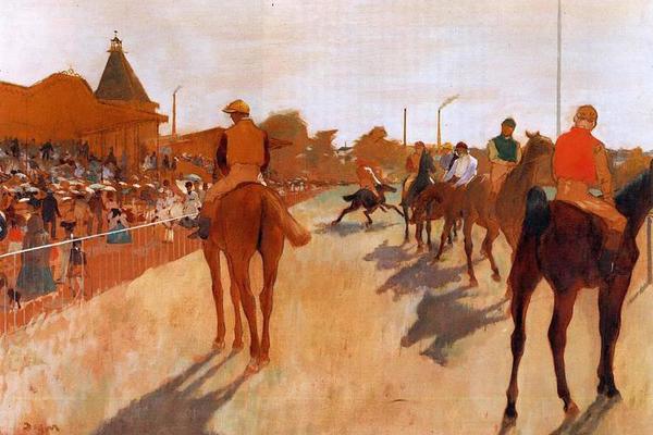 德加作品集-Racehorses before the Stands - 1866-1868 - Musee d'Orsay (France)