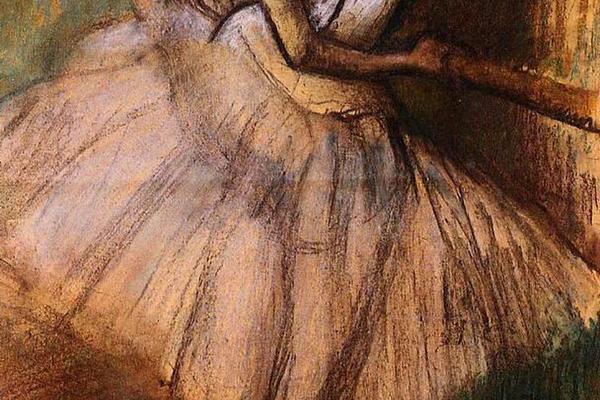 德加作品集-Dancer at the Barre - circa 1884-1888 - Private collection - pastel