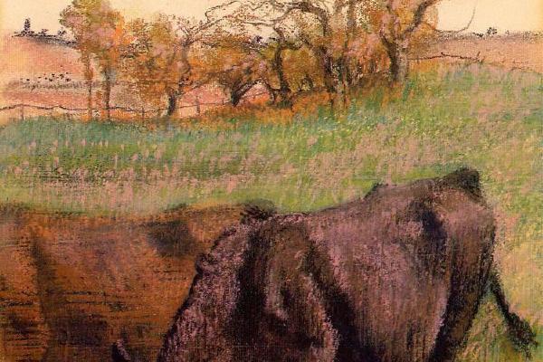 德加作品集-Landscape. Cows in the Foreground - 1890-1893 - PC