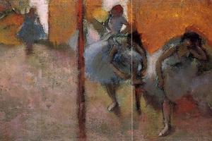 德加作品集-Dancers in a Studio - circa 1900-1905 - Private collection - oil on canvas