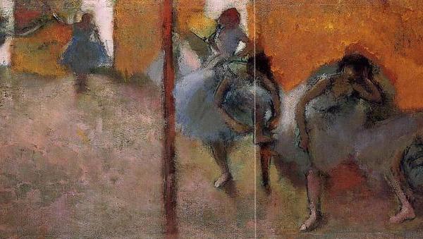 德加作品集-Dancers in a Studio - circa 1900-1905 - Private collection - oil on canvas