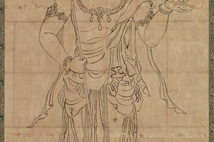 白描十二天图像 焰魔天纸本