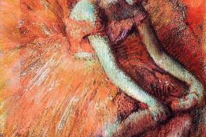 德加作品集-Dancer Adjusting Her Sandel - circa 1896 - Private collection - pastel
