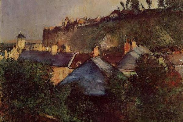 德加作品集-Houses at the Foot of a Cliff (also known as Saint-Valery-sur-Somme) - 1896-1898 - Columbus Museu