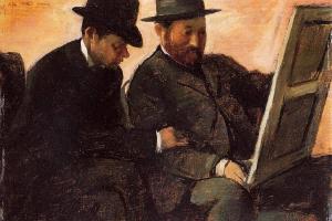德加作品集-The Amateurs (also known as Paul Lafond and Alhonse Cherfils Examening a Painting) - 1878-1880 - 
