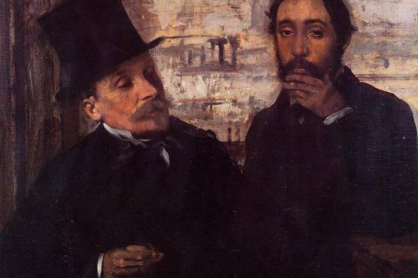 德加作品集-Self Portrait with Evariste de Valernes - circa 1865 - Musee d'Orsay (France)